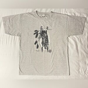90s Menchego Native American Artist Graphic Print Teeshirt Men’s XL Heather Gray